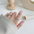 wholesale S925 Sterling Silver Korean Style INS Woven Braided Ring for Women, Minimalist Adjustable Open Silver Ring-0-2