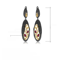 wholesale S925 silver secret garden designer earrings with pomegranate branch inlay, sophisticated style, natural pomegranate ear clips earrings-Natural amethyst earrings