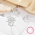 wholesale 925 Silver Cross-Border Hot-Selling Minimalist Niche Korean-Style Leaf-Inlaid Diamond Open Ring Jewelry Wholesale for Women-0-0