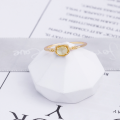 wholesale S925 Sterling Silver with White Crystal and Yellow Shell Double Stone Ring for Women, Summer New Collection, Factory Supply-0-1