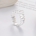 wholesale S925 Sterling Silver Cross-Border Europe and America Minimalist Style Designed Irregular Hollow Teardrop Open Ring for Women-0-4
