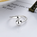 wholesale S925 Sterling Silver Retro Korean-style Creative Round Ball Drop Open Adjustable Unique Niche Design Ring-0-1