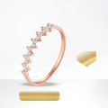 wholesale 18K gold ECG curve ring with lab-grown diamonds, stacked with a rose gold pave diamond ring, pure gold ring Cross-border-0-0