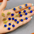 wholesale S925 silver gold-plated natural lapis lazuli accessories, gourd spacer beads bracelet DIY semi-finished products-0-14