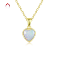 wholesale 925 Silver Simple and Versatile Heart-shaped Opal Pendant Blue and White Opal Jewelry Necklace Pendant-0-0
