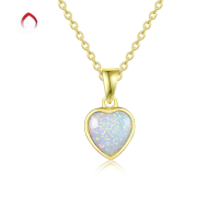 wholesale 925 Silver Simple and Versatile Heart-shaped Opal Pendant Blue and White Opal Jewelry Necklace Pendant-5A Blue Opal