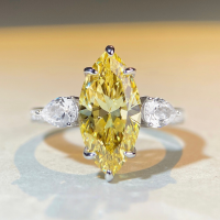 wholesale S925 Sterling Silver Nine Beauty Jewelry High Carbon Diamond Ring Women Wholesale, Premium Marquise 7-Carat Zircon Ring-Pink Diamond-CBJZ060 No.7