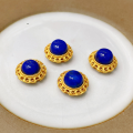 wholesale S925 gold-plated silver natural lapis lazuli accessories, bracelet, necklace, braided cord, stringing, DIY handmade spacer beads, new semi-finished products-0-1