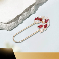 wholesale 18K gold brooch set with natural pigeon's blood ruby and diamonds, versatile dual-purpose floral brooch and earrings, stylish and fashionable-18K white