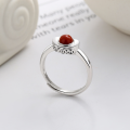 wholesale S925 Sterling Silver Vintage and Unique Gold Ingot Coin Inlaid with Southern Red Agate Auspicious Openable Ring for Women-0-0