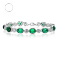 wholesale 925 Silver Mu Jing Jewelry New 6*8 Simulated Emerald Chalcedony Bracelet Daily Classic Live Streaming Best Seller-0-0