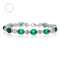 wholesale 925 Silver Mu Jing Jewelry New 6*8 Simulated Emerald Chalcedony Bracelet Daily Classic Live Streaming Best Seller-B066 Chalcedony Bracelet 16cm