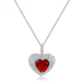 wholesale S925 Sterling Silver European and American Cross-Border New Personalized Light Luxury Cultivated Ruby Heart-Shaped Pendant Full Set with Zircon Necklace Wholesale-0-0