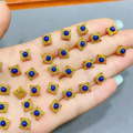 wholesale S925 silver gold-plated natural lapis lazuli accessory spacer bead hand plaque drop bracelet necklace DIY semi-finished product-0-19