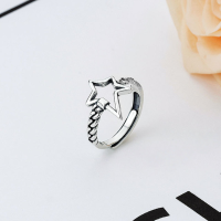 wholesale S925 Sterling Silver Korean-style Hollow Five-point Star Personalized Patch Trendy Minimalist Ins-inspired Open Ring-YJ001/approx. 2.5g>925 silver