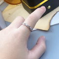 wholesale S925 Sterling Silver Korean Style Fashion Minimalist Leaf Diamond Open Adjustable Women's Ring, Niche Unique Design-0-2