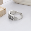 wholesale S925 Sterling Silver Coin Abacus Matte Craft Ring, Literary Vintage Ethnic Style National Trend Index Ring-0-2