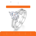 wholesale S925 Sterling Silver Moissanite Teardrop Shining Set Ring for Women, Elegant and Delicate-0-0