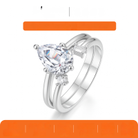 wholesale S925 Sterling Silver Moissanite Teardrop Shining Set Ring for Women, Elegant and Delicate-Gold 2 carat (with certificate)  9 US