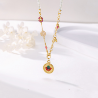 wholesale Silver, Hetian jade ancient craft golden Zhajilamu peace plaque enamel pendant necklace for women, new Chinese style wealth-attracting sweater chain-Ancient Hetian Jade Enamel Silver Necklace/15.45g&gt;TL013168