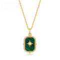 wholesale 925 Silver Gold-Plated Geometric Malachite Pendant Choker Necklace for Women, Korean and Japanese Light Luxury Style, Wholesale from Manufacturers-0-0
