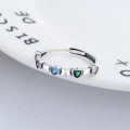 wholesale S925 Sterling Silver Retro Japanese Korean Best-selling Rainbow Color Heart Zircon Small Batch Design Open Ring-0-1