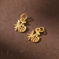 wholesale Gold-plated 925 Silver Small Fortune Pendant, Auspicious Hanging Ornament, Longevity Pattern Bracelet, Side Hanging Bracelet Necklace DIY Jewelry Accessories-0-10