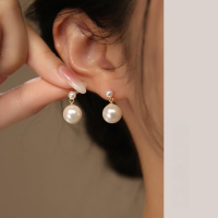 wholesale S925 Silver Summer Short Style Elegant Synthetic Pearl Earrings Korean Version Simple Earrings M00192-S925 silver pair silver 925 silver