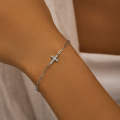 wholesale S925 Silver New Rhinestone Cross Paperclip Bracelet, A Trendy And Elegantdesign Withdetails-0-1
