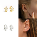 wholesale S925 Sterling Silver Star-Shaped Diamond-Studded Cartilage Ear Hoops, Trendy Minimalist Ins Style-0-1