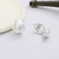 wholesale S925 Silver Cloud Tide Pavilion Fashion Simple European and American Style Brushed Matte Ellipse Trendy Design Earrings Ear Clips-0-2