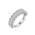 wholesale 18k Gold Plated S925 Silver 3*5mm Emerald Cut Moissanite Women's Eternity Ring-0-5