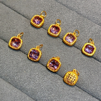 wholesale S925 silver gold-plated natural amethyst drop accessories bracelet necklace minimalist fashion DIY semi-finished jewelry-Amethyst pendant