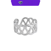 wholesale S925 Sterling Silver Korean Version INS Minimalist Niche Wide Hollow Open-Ended Adjustable Ring for Women, Versatile Silver Ring-Korean K Gold [No. 14/Adjustable] Opening adjustable