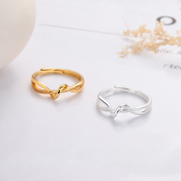 wholesale S925 Sterling Silver Hollow-out Twisted Adjustable Index Finger Ring in Two Colors, Small and Luxury with a Premium Feel-YQJ1429 bright silver: about 2.2g  opening adjustable