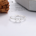wholesale S925 Sterling Silver Simple Korean-style Bow Twist Fresh and Cute Trendy Open Adjustable Ring for Women-0-3