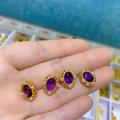 wholesale S925 silver gold-plated natural amethyst accessories, DIY handmade spacer beads, new semi-finished necklace and bracelet charms-0-8