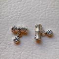 wholesale Metal Material 999 Sterling Silver Bamboo Joint with Coin, Peace and Blessings Character Through-Hole Pendant Dangle Bead, DIY Vermilion Bead Bracelet String Accessories-0-7