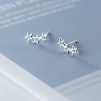 wholesale S925 Sterling Silver Minimalist Small Star Earrings Five-Pointed Star Hollow-Out Student Elegant Earrings E0800-S925 silver pair