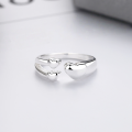 wholesale S925 Sterling Silver Asymmetrical Double Heart Fairy-style Ring, Fresh, Sweet, Exquisite, and Light Luxury-0-2