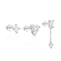wholesale S925 Sterling Silver Mini Petal Triangle Zircon Earring Set, Popular Moon And Lightning Earrings For Women-0-9