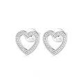 wholesale 925 Sterling Silver Earrings with Zircon Heart Studs, Ins Light Luxury High-End Cross-Border Silver Earrings-0-0