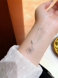 wholesale 999 Pure Silver Butterfly Tassel Four-Leaf Clover Necklace for Women, Small Batch Design, High-End Feel, Light Luxury Collarbone Chain, Gift for Girlfriend-0-8