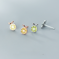 wholesale S925 silver nalan lemon earrings for women, Korean style cute summer fruit ear accessories G4486-0-0