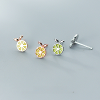 wholesale S925 silver nalan lemon earrings for women, Korean style cute summer fruit ear accessories G4486-S925 silver pair-silver 925 silver