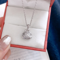 wholesale Silver Auspicious Cloud and Fortune Character Pendant Necklace for Women, Simple and Versatile Fashion Lucky Money Bag Choker-0-4