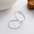 wholesale S925 Sterling Silver European and American Cross-Border Minimalist Style Beaded Chain Link Textured Lava Geometric Open Ring-0-0