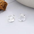 wholesale S925 Sterling Silver Irregular Concave Oval Brushed Ear Clasps, Fashionable and Versatile Commuting Light Luxury Earrings-0-2