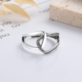 wholesale S925 Sterling Silver Irregular Cross Inlaid Small Zircon Ring Creative and Individualistic Style Sweet and Edgy Fashion Index Finger Ring-0-1
