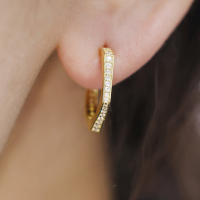 wholesale S925 Sterling Silver Bfirst Minimalist Geometric Goat Horn Earrings Wholesale, Small ZirconiumEarrings-14K gold 925 silver